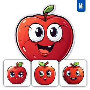 Midjourney Prompt Apple Cute Cartoon Sticker Vector Logo