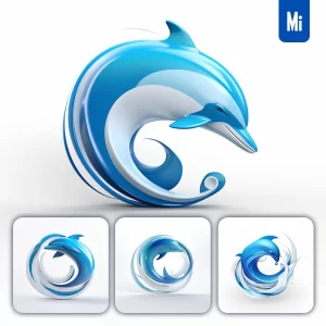 Midjourney Prompt Blue Dolphin Spiral 3D Logo