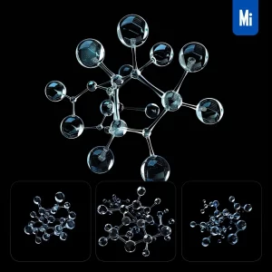 Midjourney Prompt Blue Molecular Structure Transparent Water Bubble