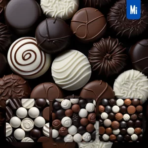 Midjourney Prompt Chocolate Circular Assortment Photography