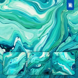 Midjourney Prompt Green Blue Abstract Marble Wallpaper Background