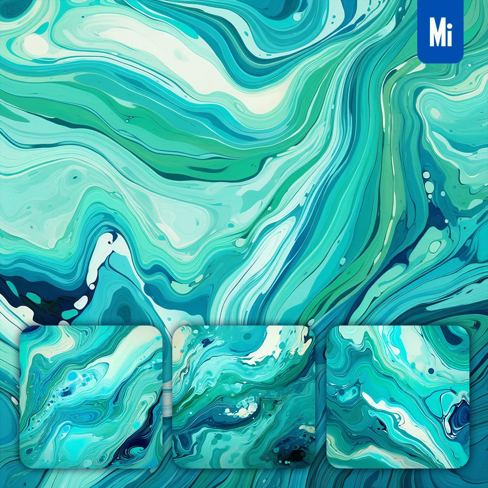 Midjourney Prompt Green Blue Abstract Marble Wallpaper Background