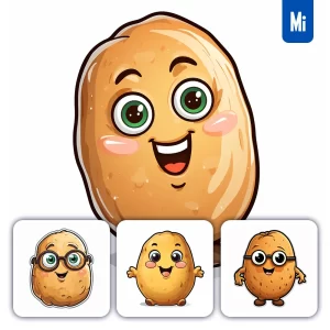 Midjourney Prompt Potato Cute Cartoon Sticker Vector Logo