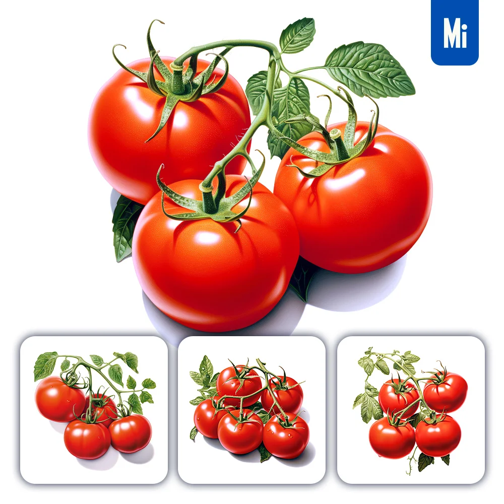 Midjourney Prompt Red Tomato Leaf Stem Illustration Painting