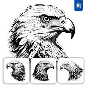 Midjourney Prompt Eagle Head Black and White Vector Illustration Logo