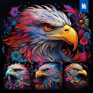 Midjourney Prompt Eagle Head Colorful Painting Illustration