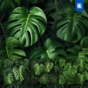 Midjourney Prompt Green Monstera Leaves Plant Leaf Drawing Painting