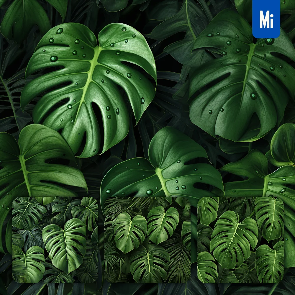 Midjourney Prompt Green Monstera Leaves Plant Leaf Drawing Painting