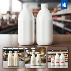 Midjourney Prompt Milk Bottle Shelf Supermarket Mockup