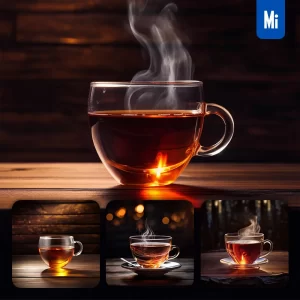 Midjourney Prompt Teacup Cup Glass Hot Air Table Tea Photography