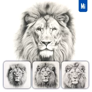 Midjourney Prompt Lion Head Sketch Pencil Drawing Black and White