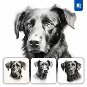 Midjourney Prompt Dog Head Sketch Pencil Drawing Black and White