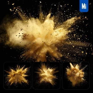 Midjourney Prompt Gold Powder Explosion Burst Blast