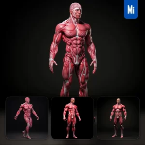 Midjourney Prompt Human Male Muscle Diagram Medical Anatomy Anatomical 3D Illustration