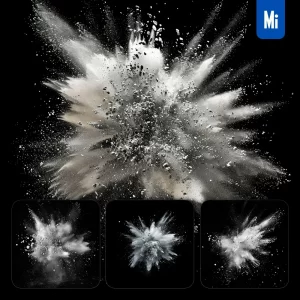 Midjourney Prompt Silver Powder Explosion Burst Blast