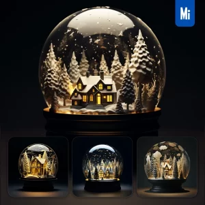 Midjourney Prompt Snow Globe Tree House Glass Sphere Warm