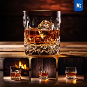 Midjourney Prompt Whiskey Glass Liquor Wood Table Photography