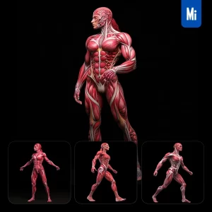 Midjourney Prompt Woman Female Muscle Diagram Medical Anatomy Anatomical 3D Illustration