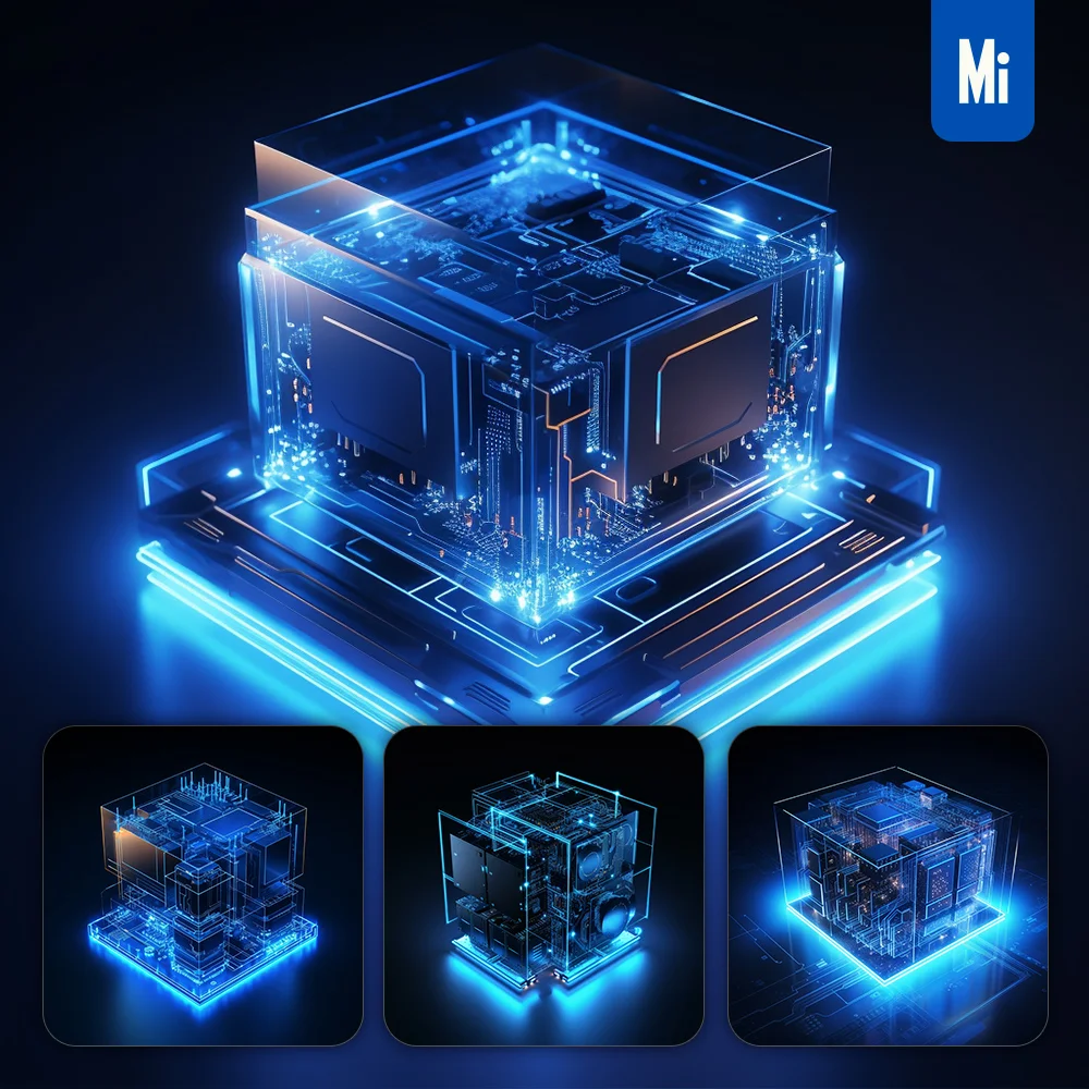 Midjourney Prompt CPU Data Proces Processor Server Wireframe Structural Isometric Digital Technological Technology Perspective