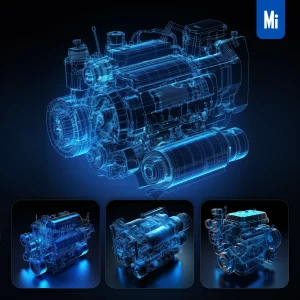 Midjourney Prompt Automobile Auto Engine Wireframe Structural Isometric Digital Technological Technology Perspective
