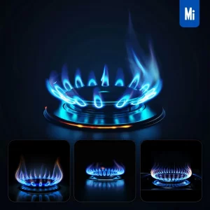 Midjourney Prompt Blue Flame Gas Stove Ring Photography