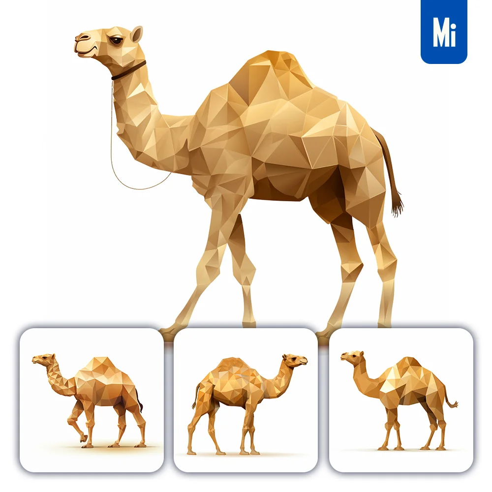 Midjourney Prompt Camel Geometric Figure Brown Triangle Vector Logo Illustration