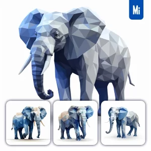 Midjourney Prompt Elephant Geometric Figure Grey Triangle Vector Logo Illustration