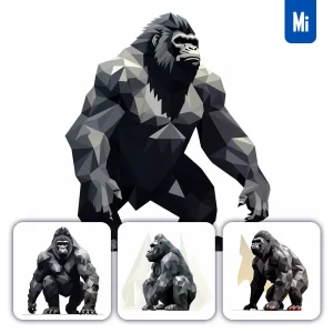 Midjourney Prompt Gorilla Geometric Figure Black Triangle Vector Logo Illustration