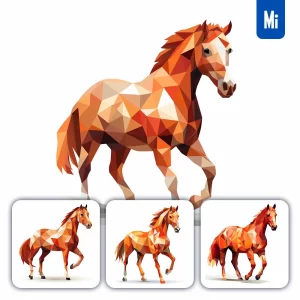 Midjourney Prompt Horse Geometric Figure Red Triangle Vector Logo Illustration