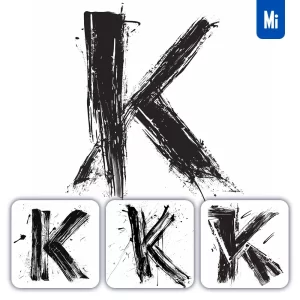 Midjourney Prompt Letter K Brush Ink Black and White Font Stroke Art