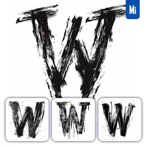Midjourney Prompt Letter W Brush Ink Black and White Font Stroke Art