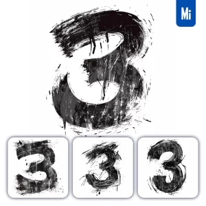 Midjourney Prompt Number 3 Brush Ink Black and White Letter Font Stroke Art