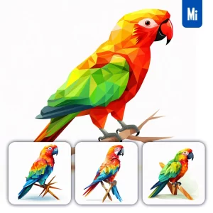 Midjourney Prompt Parrot Geometric Figure Colorful Triangle Vector Logo Illustration