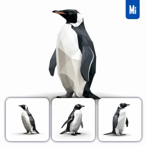 Midjourney Prompt Penguin Geometric Figure Black White Triangle Vector Logo Illustration