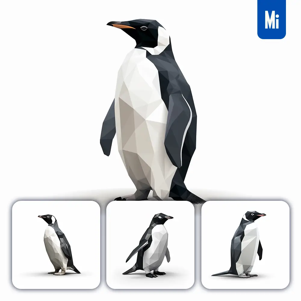 Midjourney Prompt Penguin Geometric Figure Black White Triangle Vector Logo Illustration