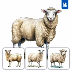 Midjourney Prompt Sheep Stand Vintage Illustration Drawing