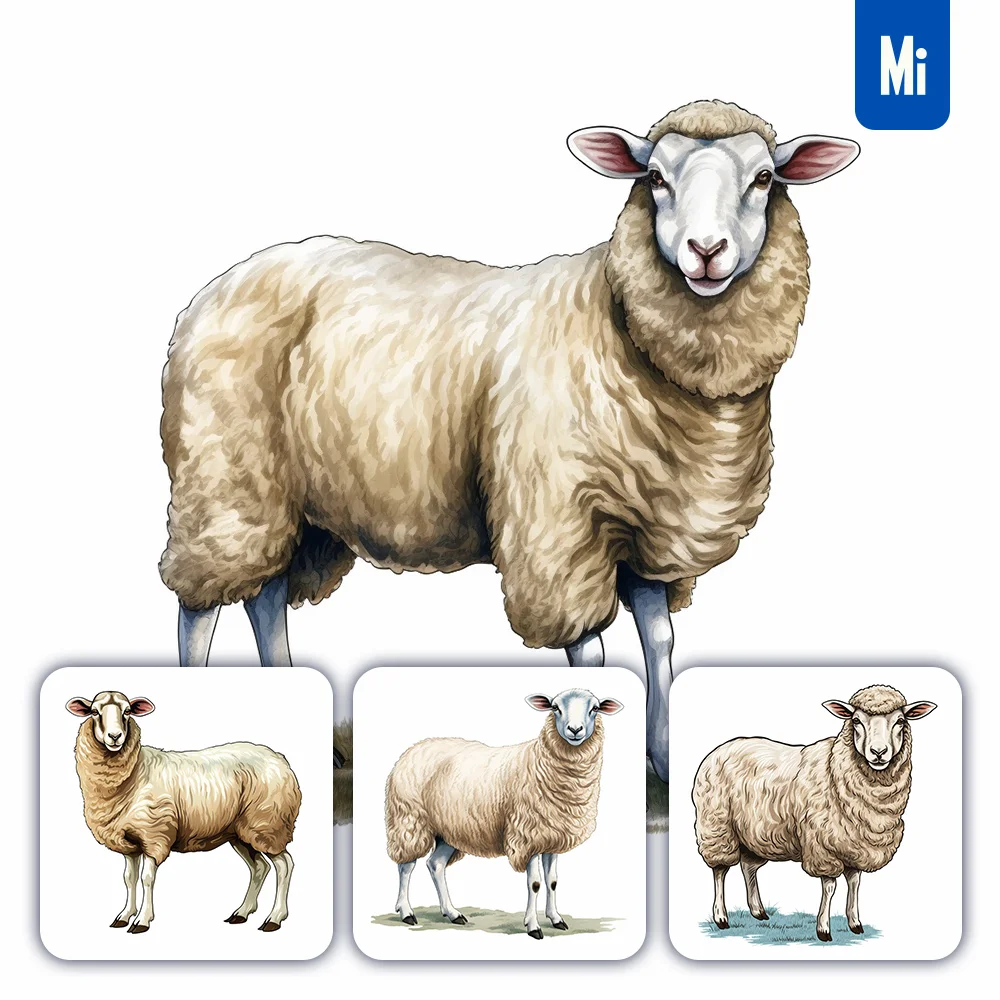 Midjourney Prompt Sheep Stand Vintage Illustration Drawing