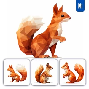 Midjourney Prompt Squirrel Geometric Figure Orange Triangle Vector Logo Illustration