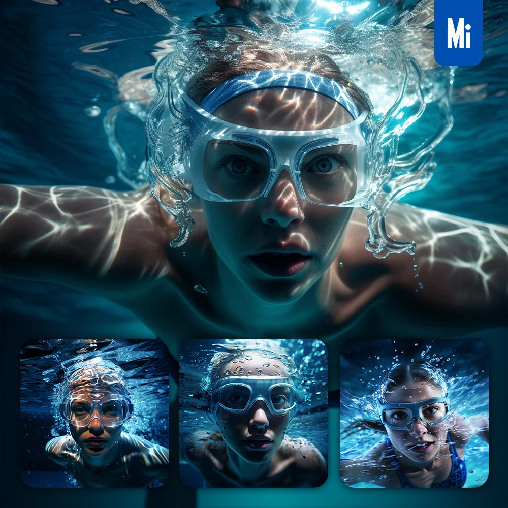 Midjourney Prompt Swimmer Natator Underwater Sea Light Swim Diving Photography