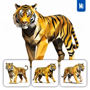Midjourney Prompt Tiger Geometric Figure Yellow Triangle Vector Logo Illustration