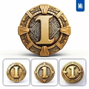 Midjourney Prompt Badge Logo Letter I Gold Coin Golden