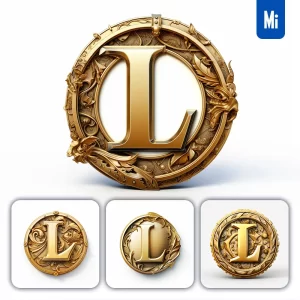Midjourney Prompt Badge Logo Letter L Gold Coin Golden