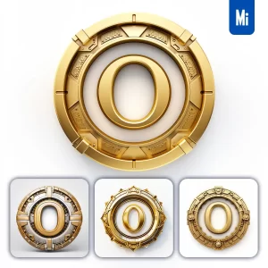 Midjourney Prompt Badge Logo Letter O Gold Coin Golden