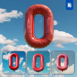 Midjourney Prompt 0 Number Red Balloon Sky Cloud 3D