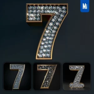Midjourney Prompt 7 Number Word Text Type Diamond Gold 3D