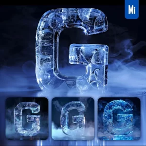 Midjourney Prompt G Letter Cold Ice Block Text Word Freeze 3D