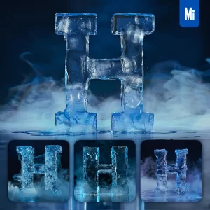 Midjourney Prompt H Letter Cold Ice Block Text Word Freeze 3D
