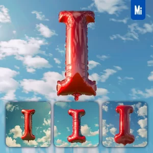 Midjourney Prompt I Letter Red Balloon Sky Cloud 3D