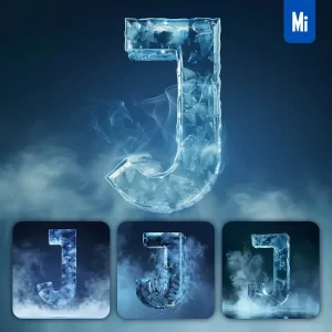 Midjourney Prompt J Letter Cold Ice Block Text Word Freeze 3D