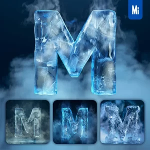 Midjourney Prompt M Letter Cold Ice Block Text Word Freeze 3D